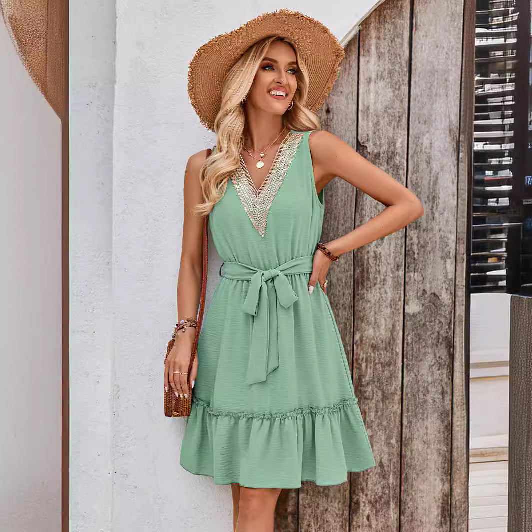 Women's Summer Fashion Fresh Air Solid Color Dresses