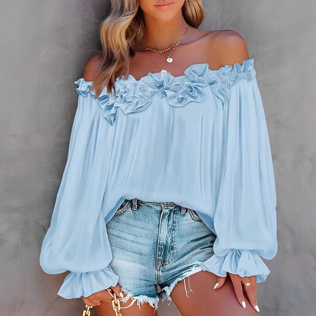 Women's Elegant Style Casual Long Sleeve Ruffle Blouses