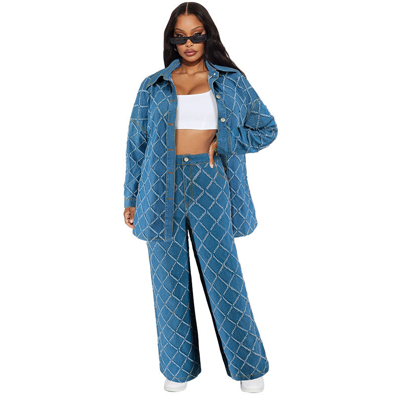 Women's Fashion Wear Denim Tassel Plaid Cardigans