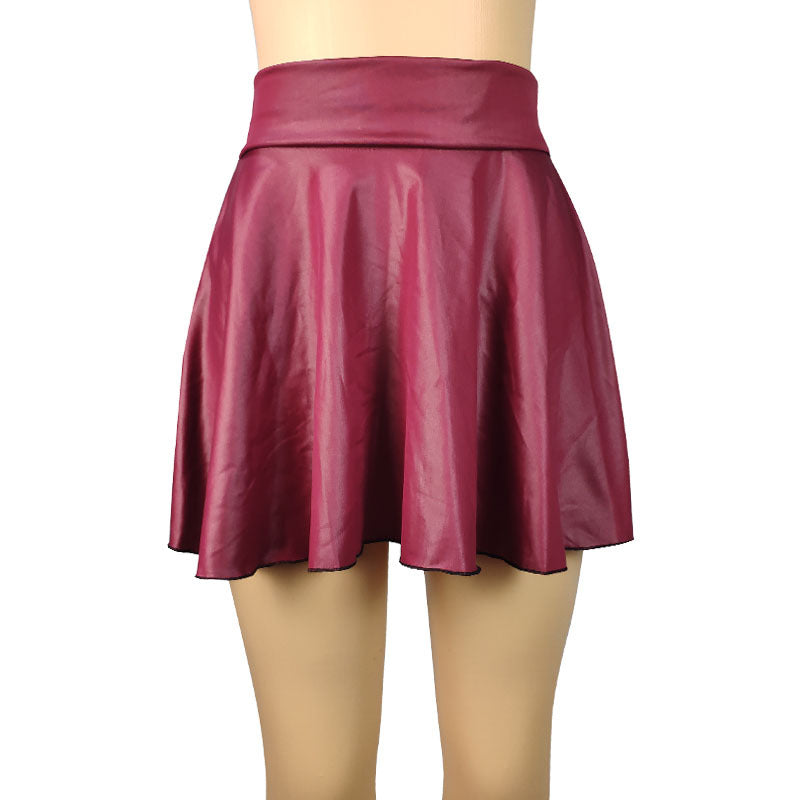 Women's Large Swing High Waist Faux Leather Skirts