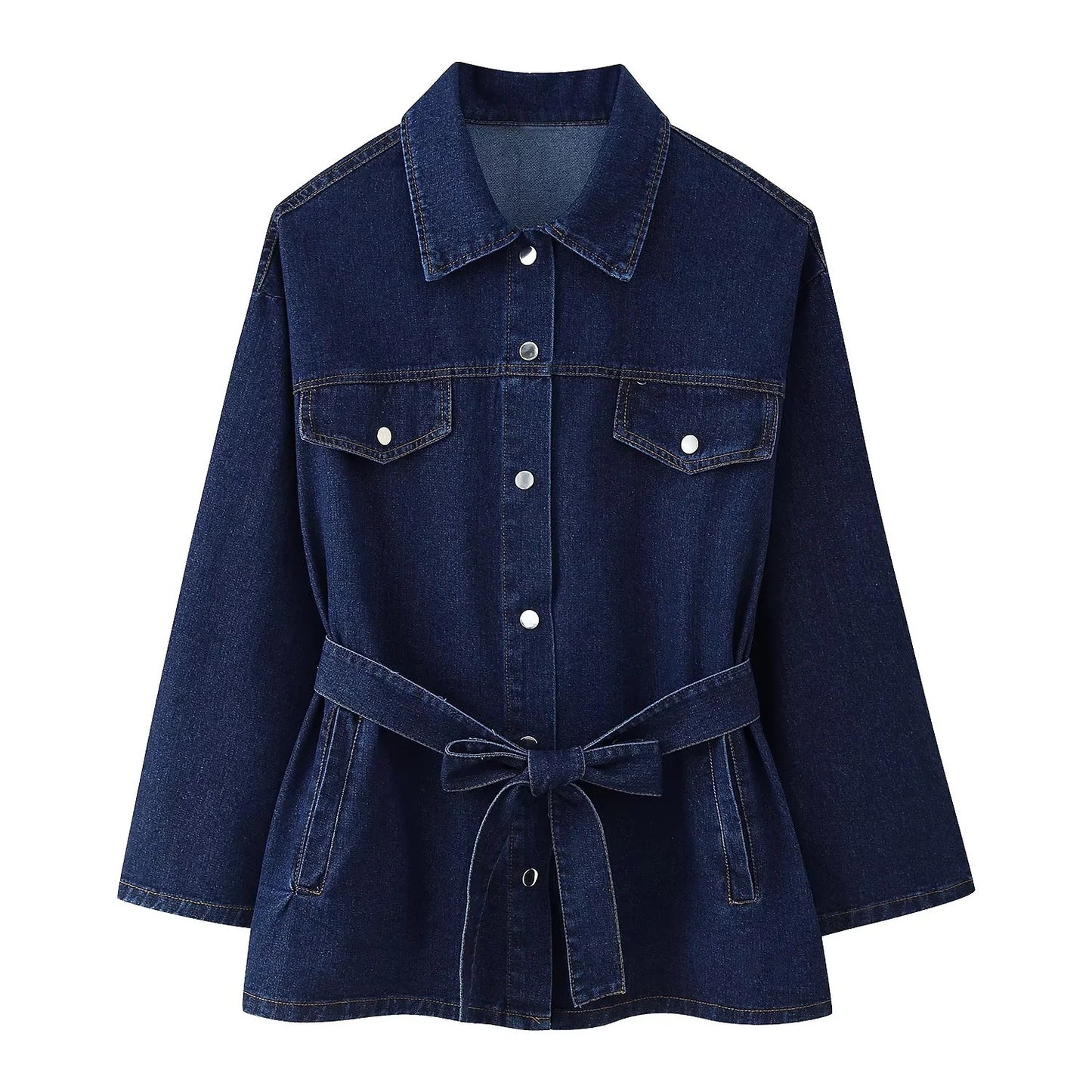Women's Retro Waist Lapel Denim Trousers Set Suits