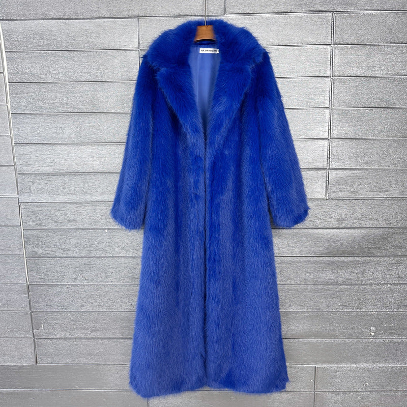 Women's Imitation Plush Furry Fur Extended Collar Coats