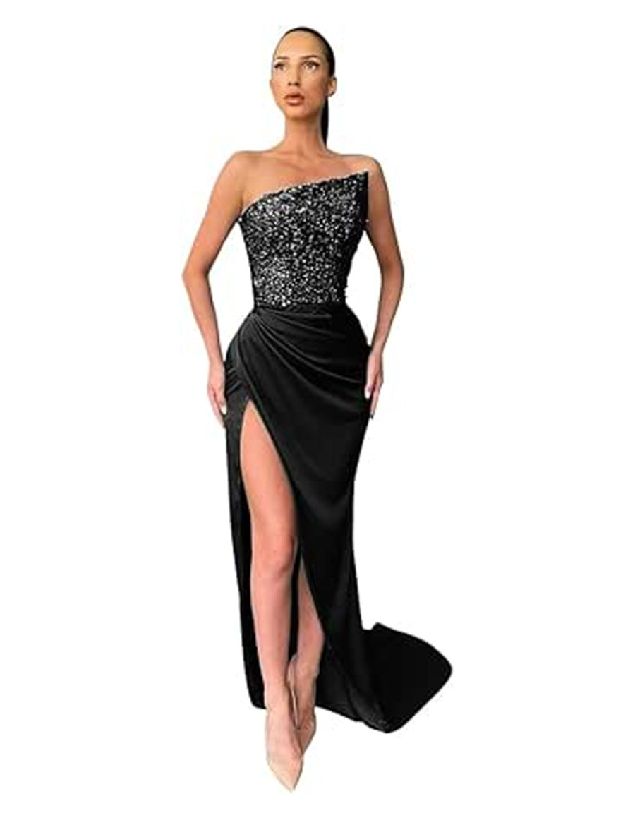 Sequined Fairy Long Sleeveless Fashion One-piece Temperament Evening Dresses