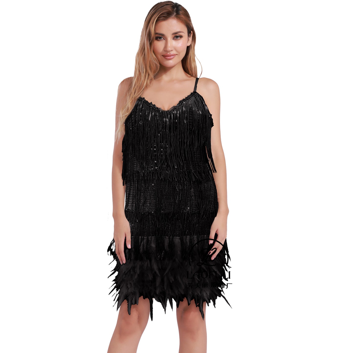 Women's Tassel Feather Sequins Sexy Sequined Suspender Clothing