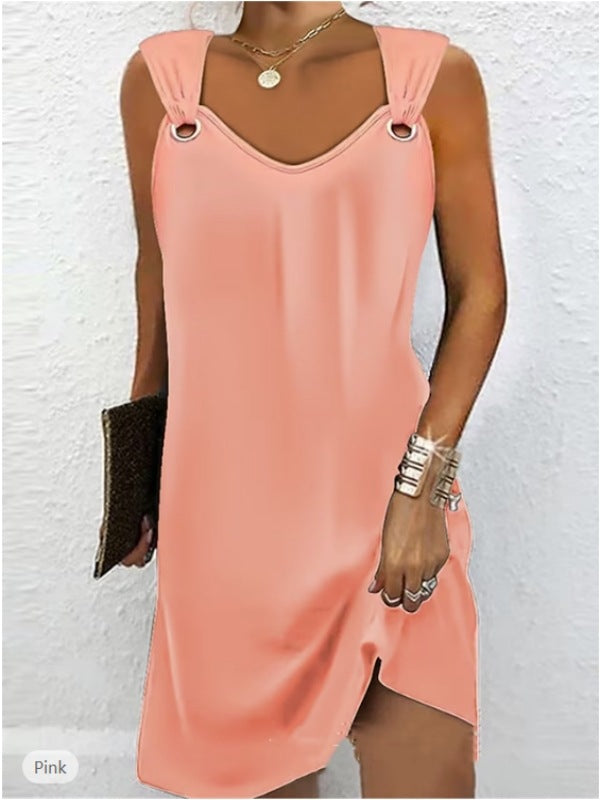 Women's Classy Sleeveless Metal Button Dress Sweaters
