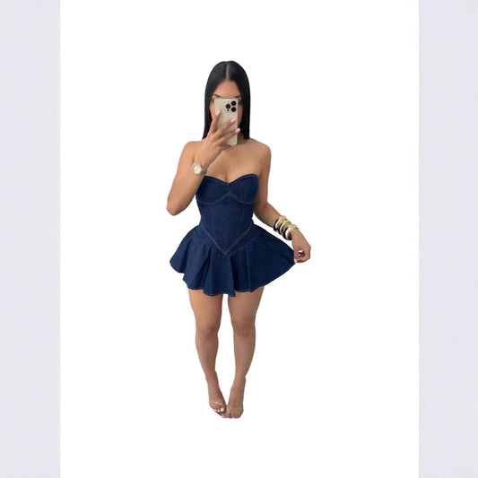 Women's Fashion Temperament Denim Sexy Hot A- Dresses