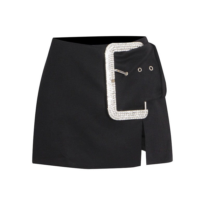 Design Fashion Sexy Drill Buckle Decorative Skirts