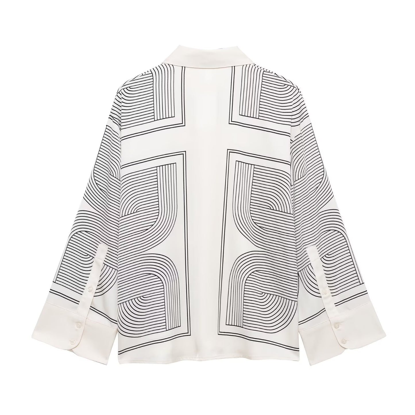 Women's Casual Linear Printed Long Sleeve Loose Suits