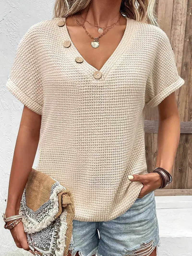 Women's Knitted T-shirt Fashion Clinch Sleeve Blouses