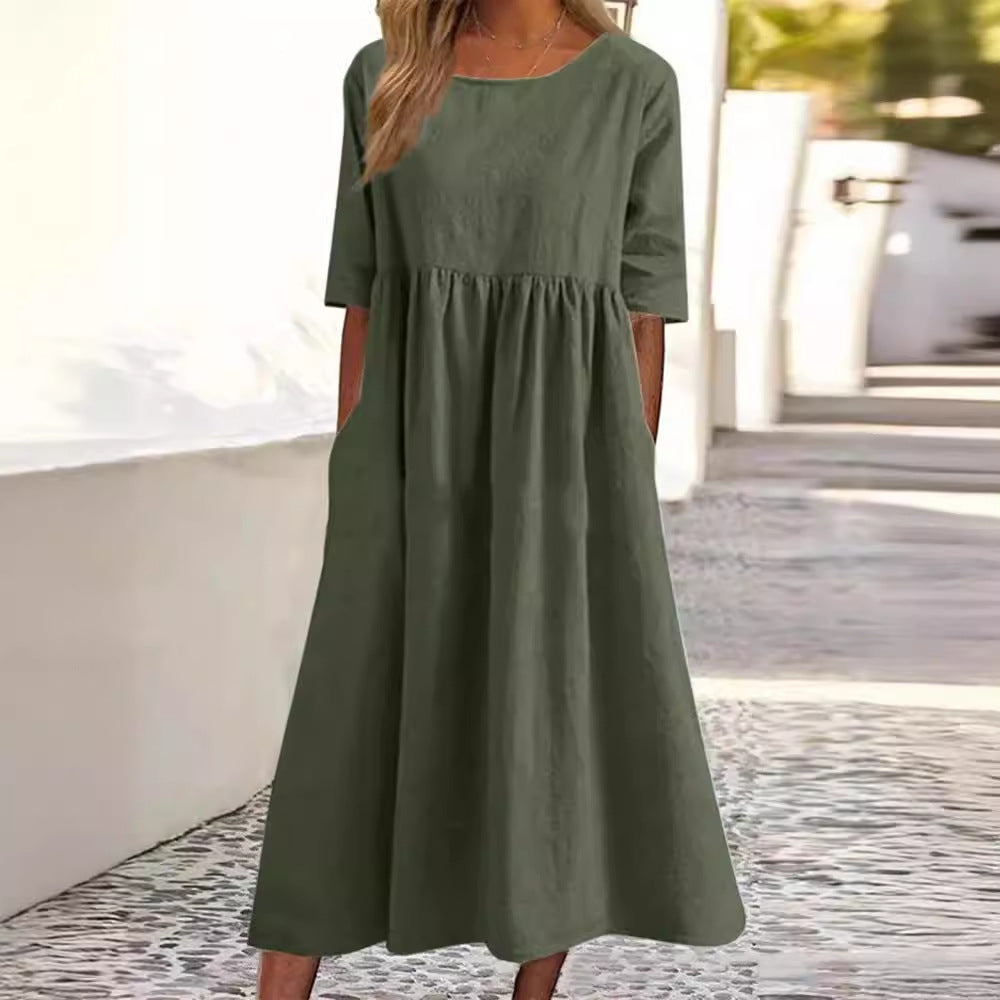 Neck Sleeve Large Casual Loose Long Dresses