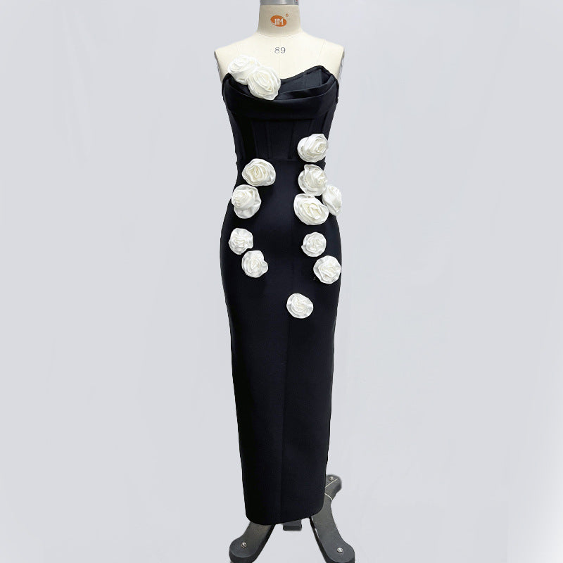 Multicolor Tube Flower Sexy Bandage Maxi Dresses