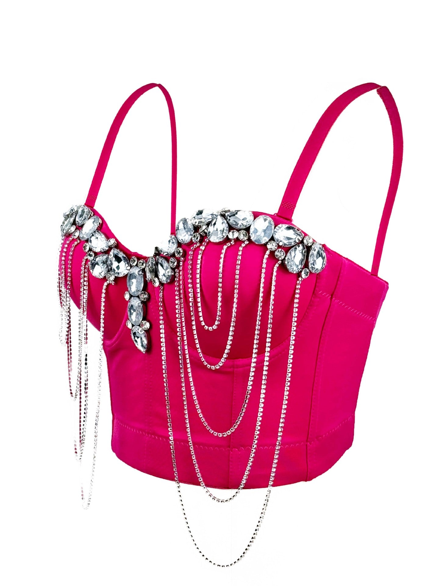 White Chain Diamond Sexy Bra Design Sense Tops