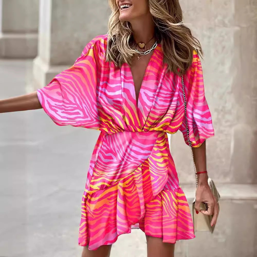 Women's Autumn Batwing Sleeve Hem Irregular Dress Clothing