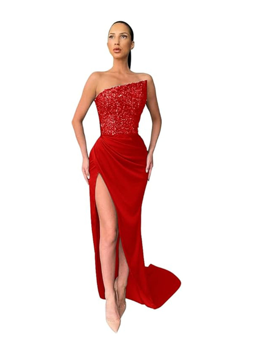 Sequined Fairy Long Sleeveless Fashion One-piece Temperament Evening Dresses
