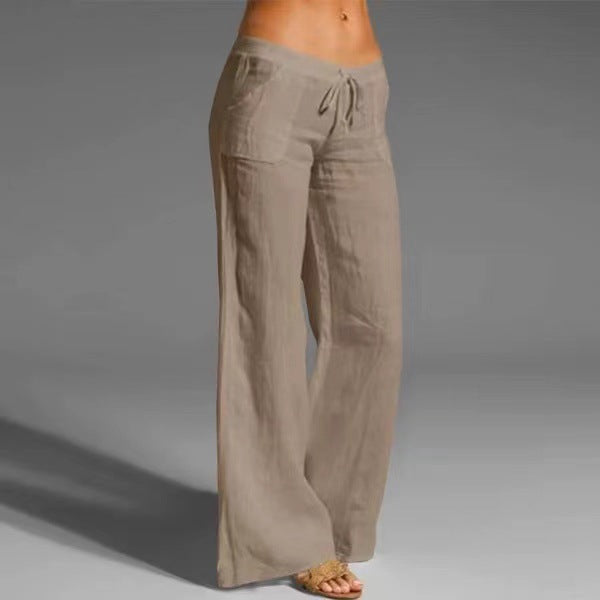 Women's High Waist Wide Leg Flared Pocket Pants