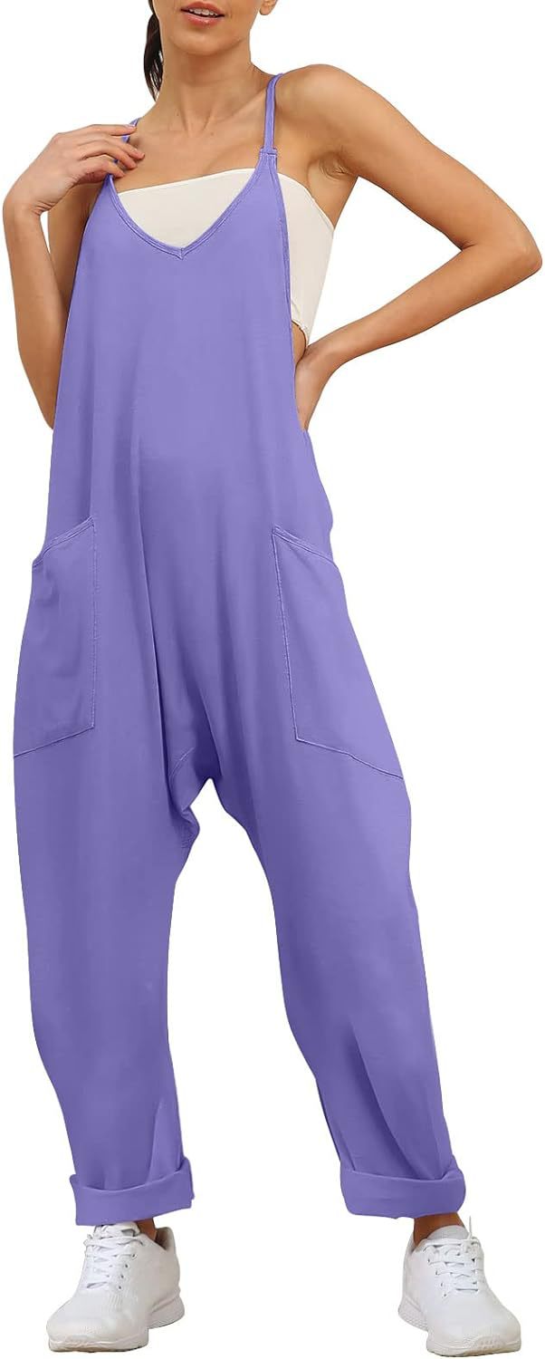 Women's Summer Large Pocket Overalls Loose Bodysuit Jumpsuits