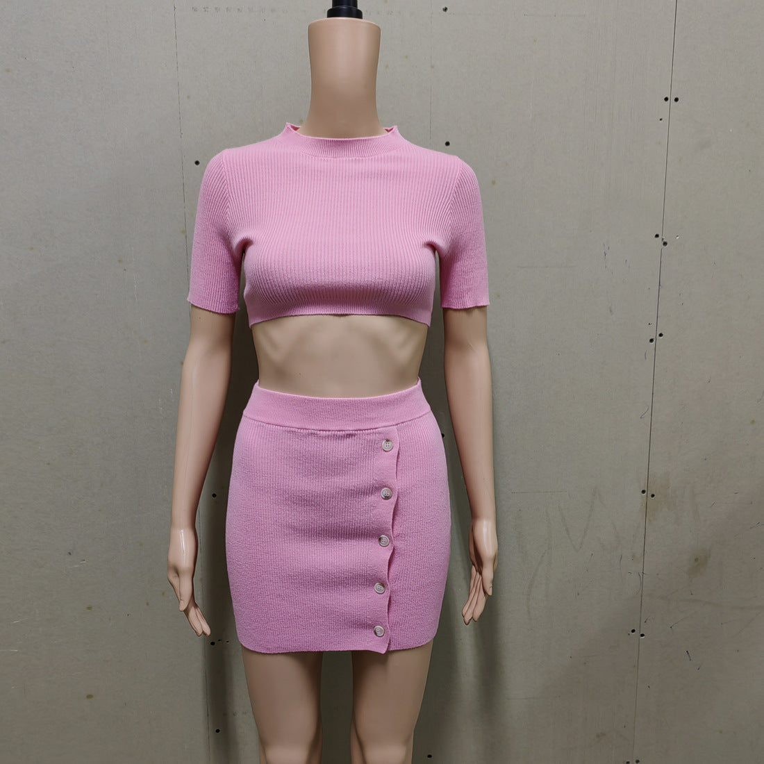 Women's Sexy Summer Knitted Split Button Suits