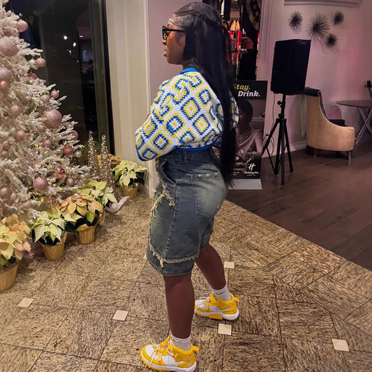 Women's Denim Street Washed Frayed Hem Vintage Jeans