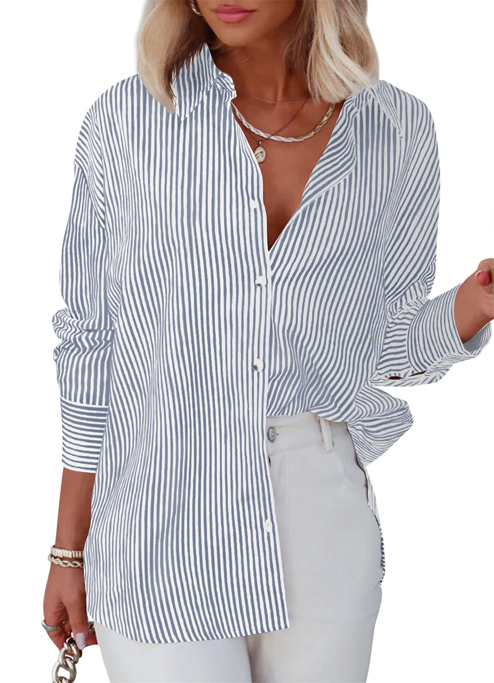 Women's Button Shirt Classic Long Sleeve Fashion Collar Blouses
