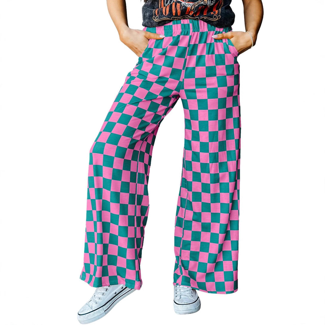Women's Printed Loose Elastic Waist With Pocket Pants
