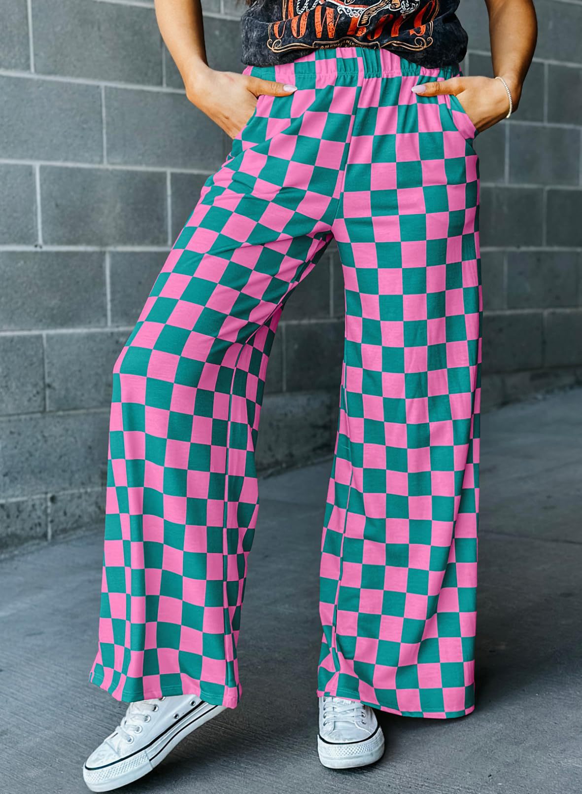 Women's Printed Loose Elastic Waist With Pocket Pants