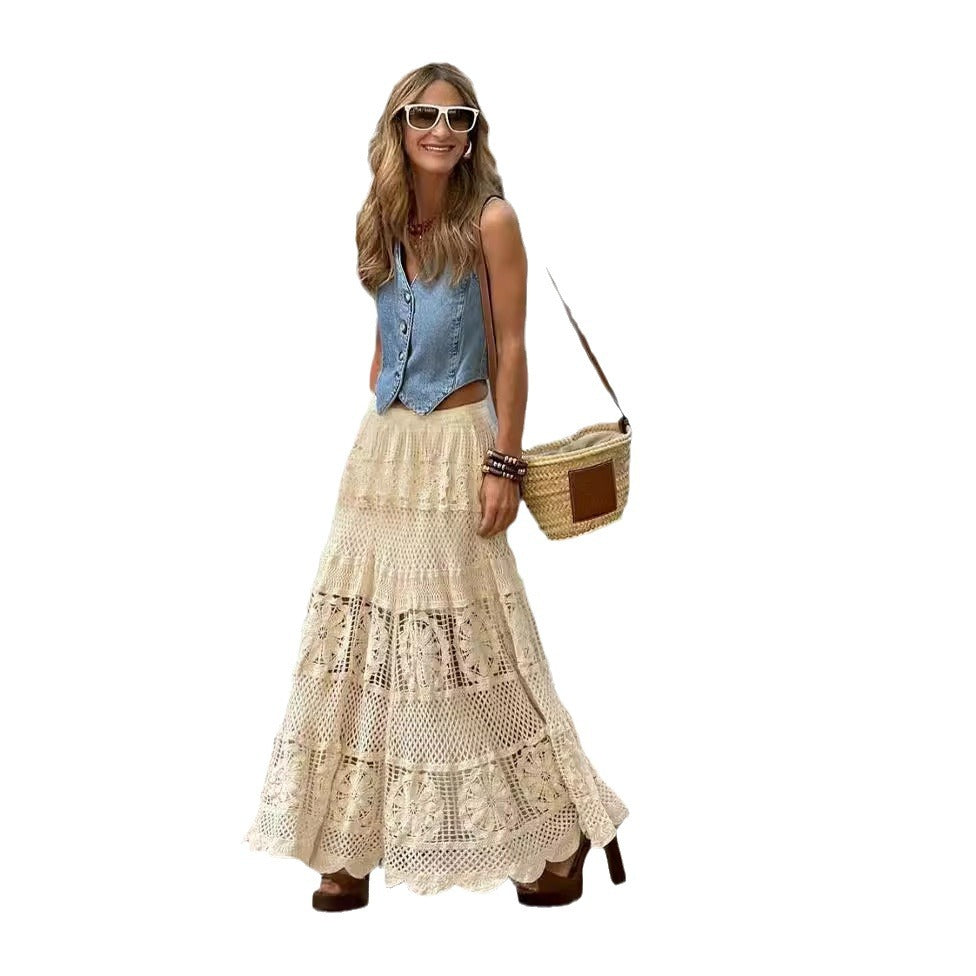 Women's Glamorous Russian Lace Cutout Knitted Skirts