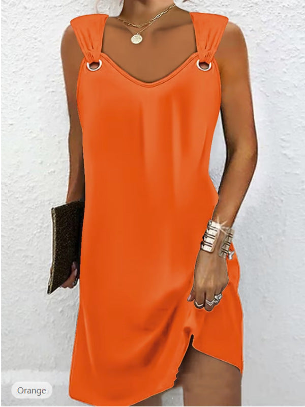 Women's Classy Sleeveless Metal Button Dress Sweaters