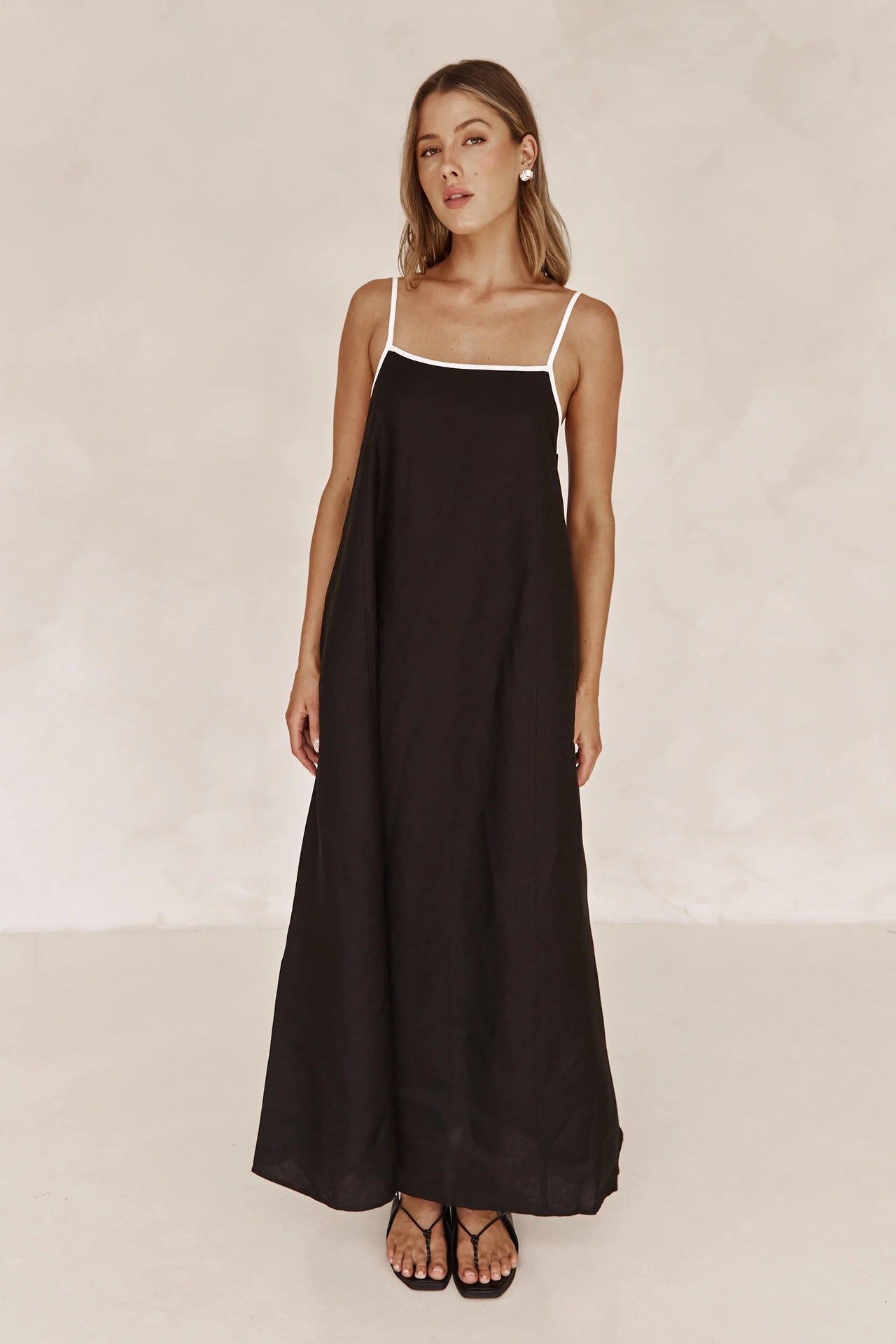 Fashion Color Contrast Sling Swing Dress Dresses