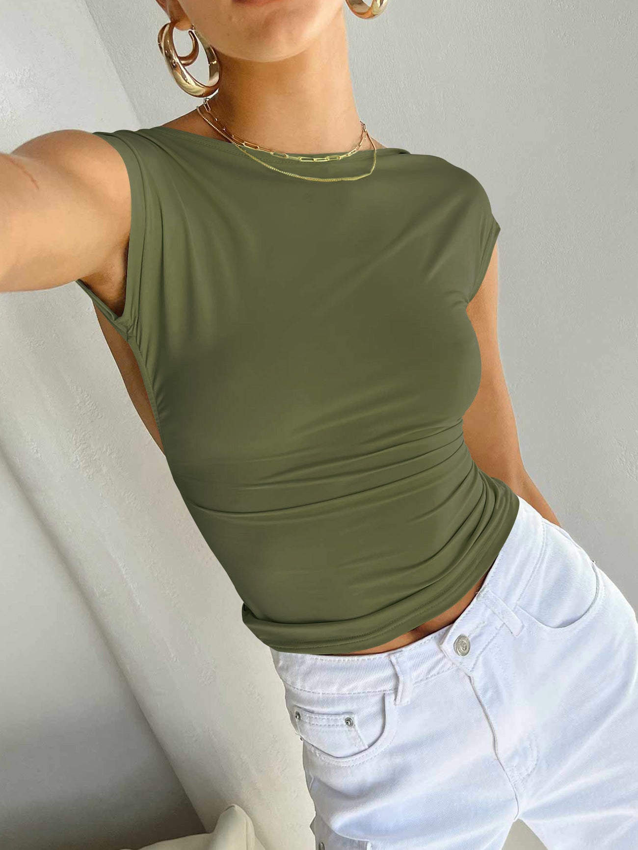 Fashion Summer Sexy Backless Nylon Moisture Wicking Tops