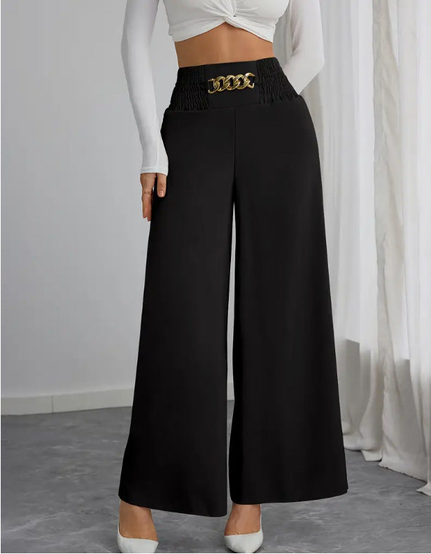 Waist Slimming Temperament Commute Solid Color Pants