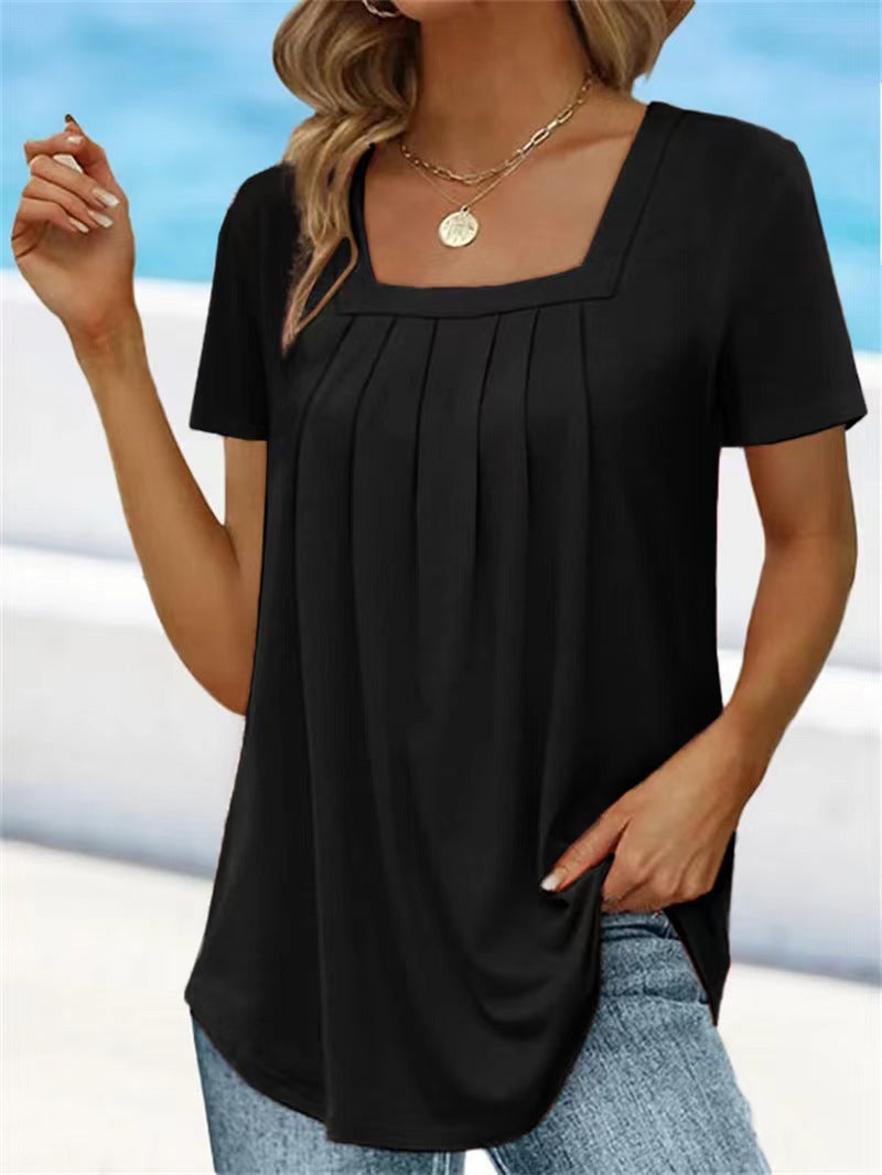 Women's Summer Solid Color T-shirt With Sleeves Blouses