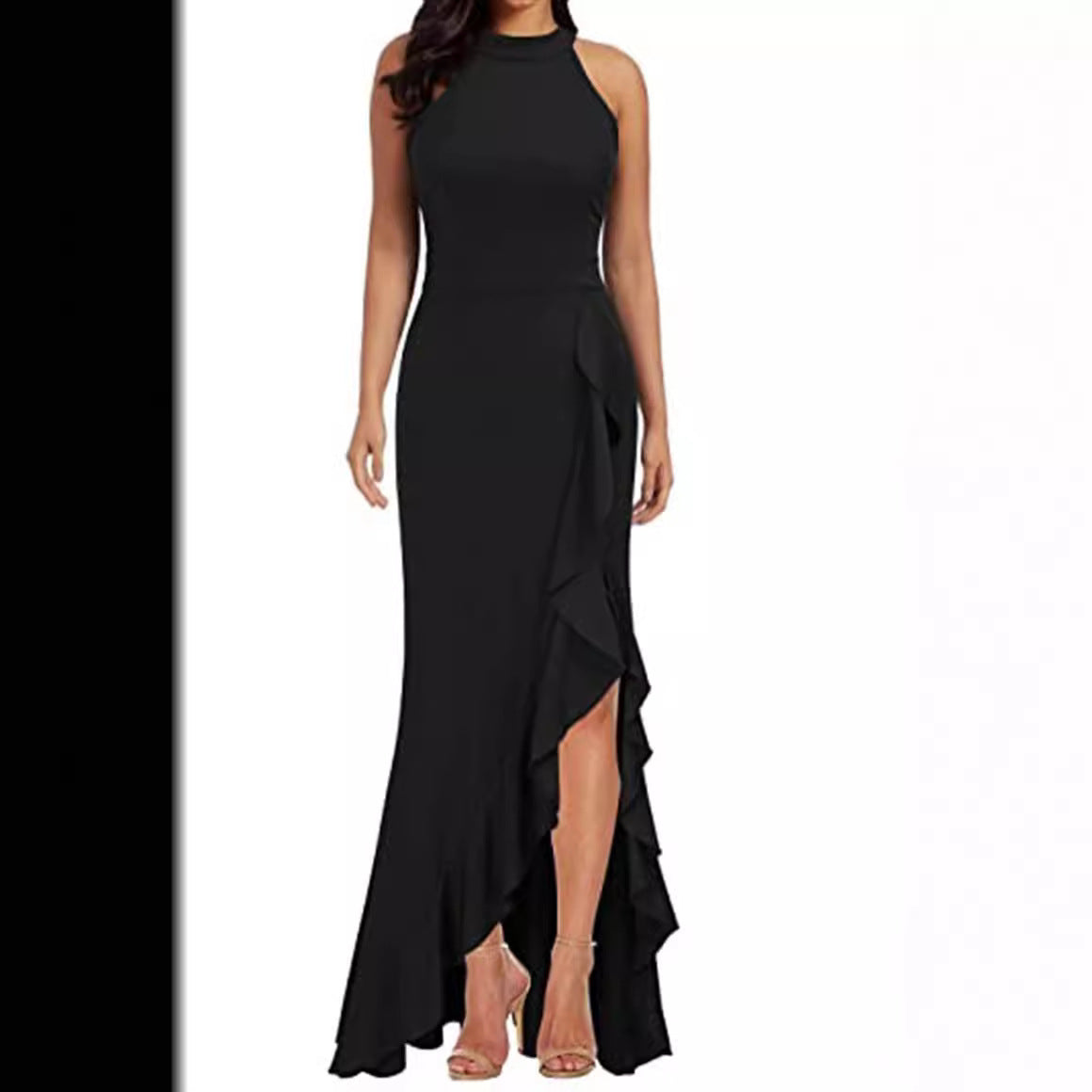 Women's High Neck Split Tight Mermaid Sleeveless Dresses