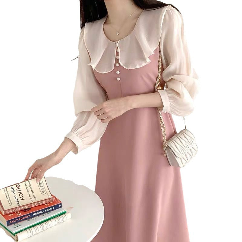 Women's French Style Temperament Ruffled Stitching Fake Dresses