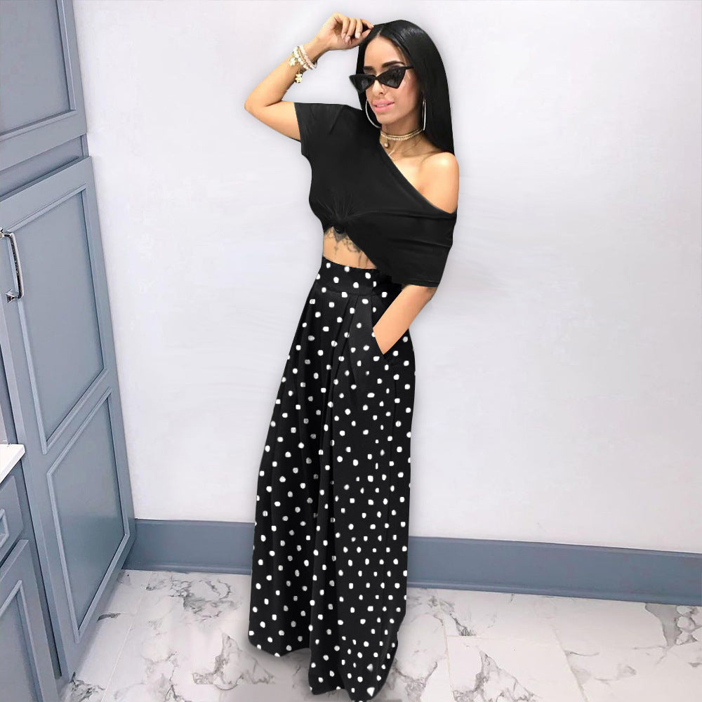 Fashion Personality Printed Flared Wide Leg Pants