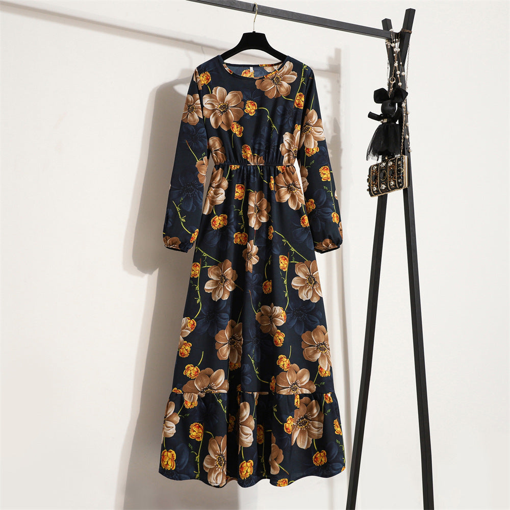 Women's Chiffon Dress Spring Long Sleeve Round Dresses