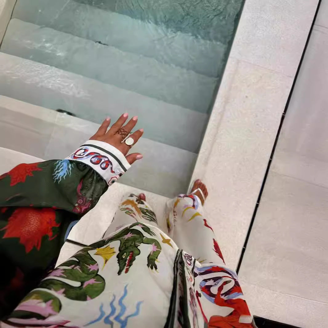 Fashion Personalized Printed Macaron Long Linen Suits