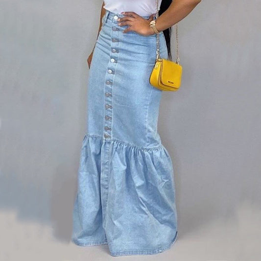 Pretty Innovative Stretch Denim Long Fishtail Skirts
