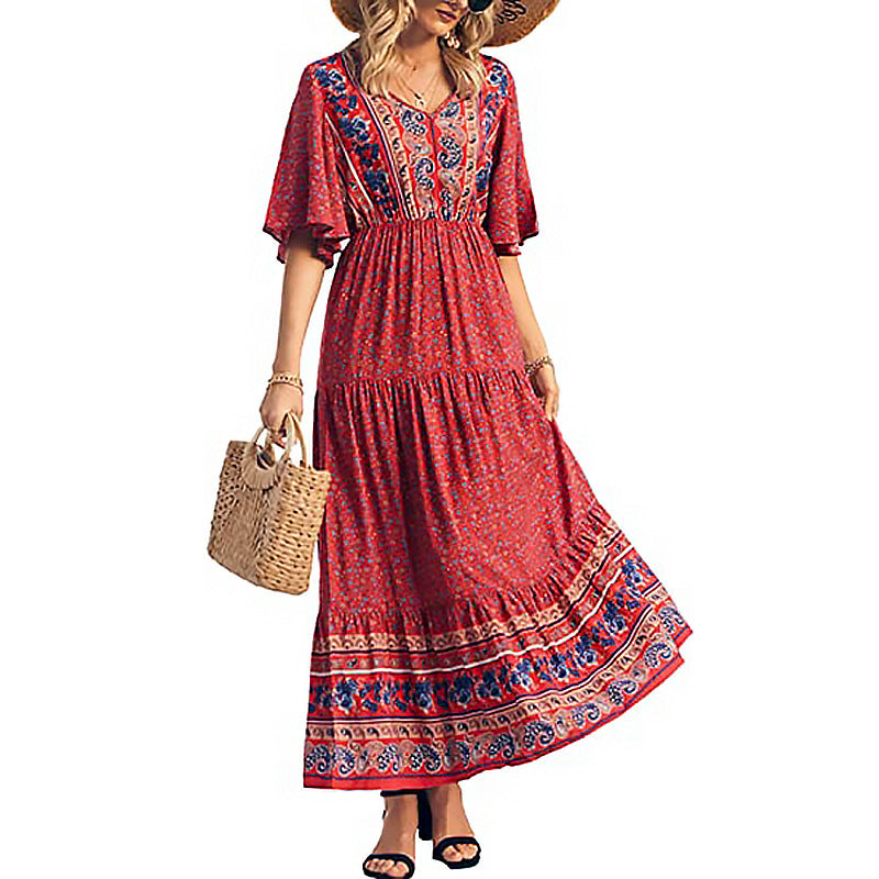 Women's Summer Bohemian Dress Beach Vacation Large Dresses
