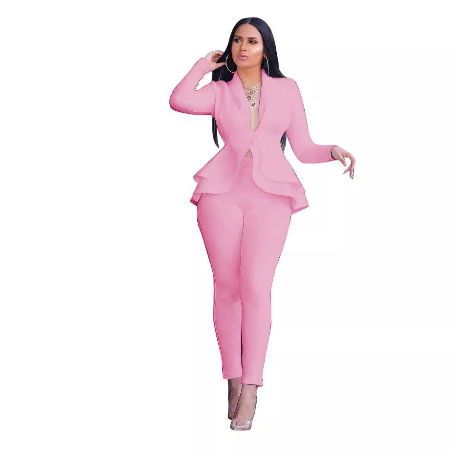 Women's Fashion Ruffles Air Layer Business Wear Suits