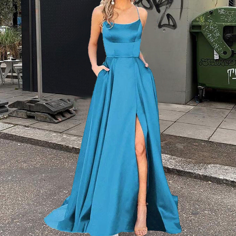 Bridesmaid Dress Long Slimming Shoulder Hollow Girlfriends Evening Dresses