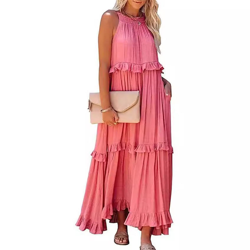 Women's Vacation Style Ruffled Long Dress Wide Dresses
