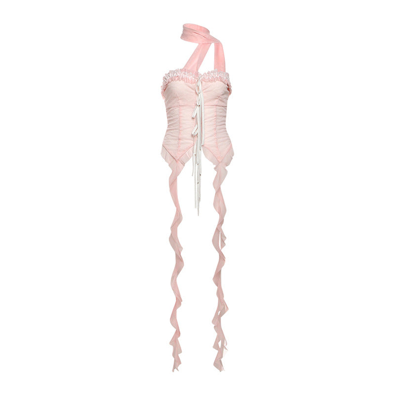 Women's Winter Sexy Street Strap Net Falbala Tops