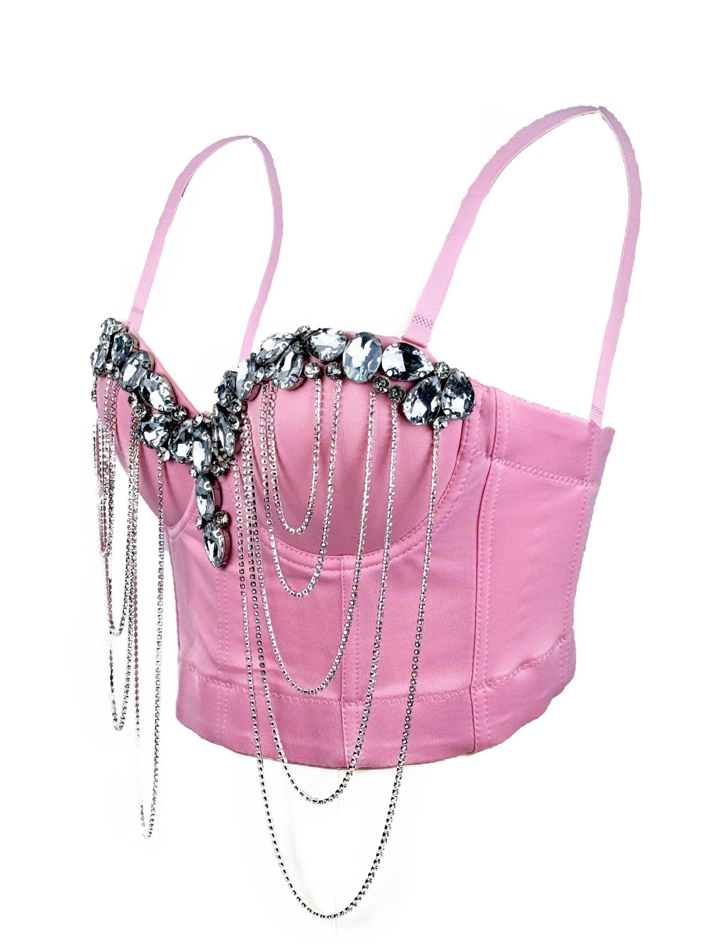 White Chain Diamond Sexy Bra Design Sense Tops