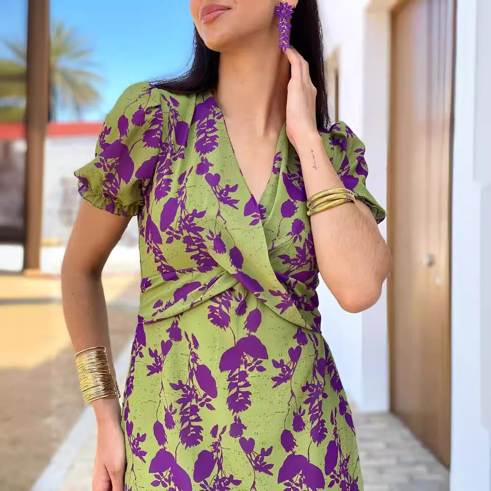 Women's Cool Sleeve Pleated Print Dress Shorts