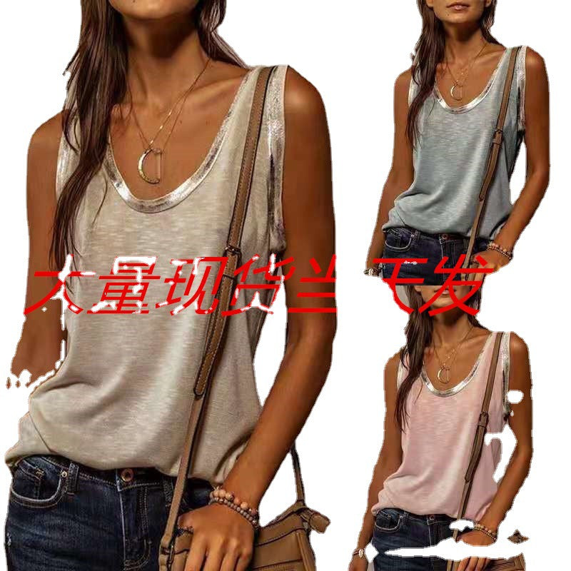 Summer Other Sources Round Neck Loose Pure Tops