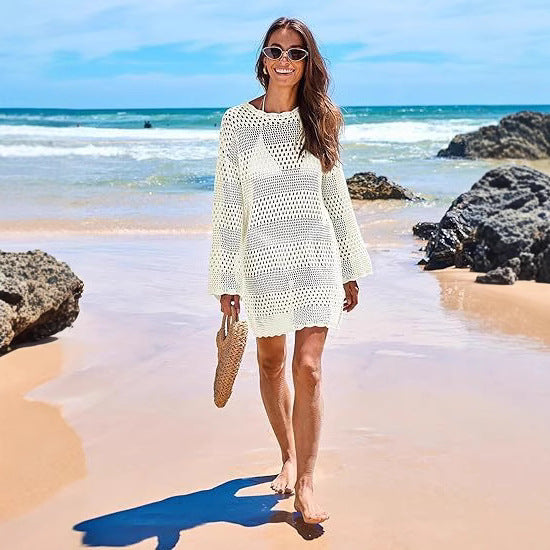 Long Sleeve Beach Vacation Shawl Round Dresses