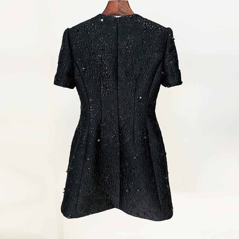 Fashion Elegant Graceful Jacquard Beaded Sleeve Dresses