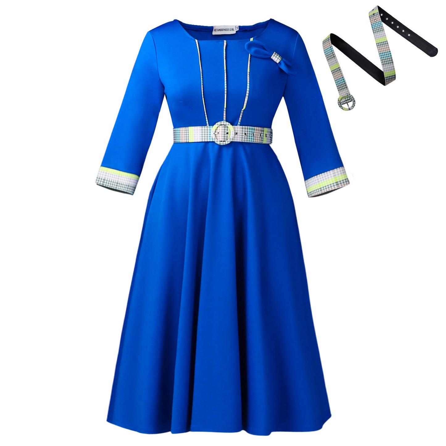 Women's Fashion Elegant Round Neck Stitching African Dress