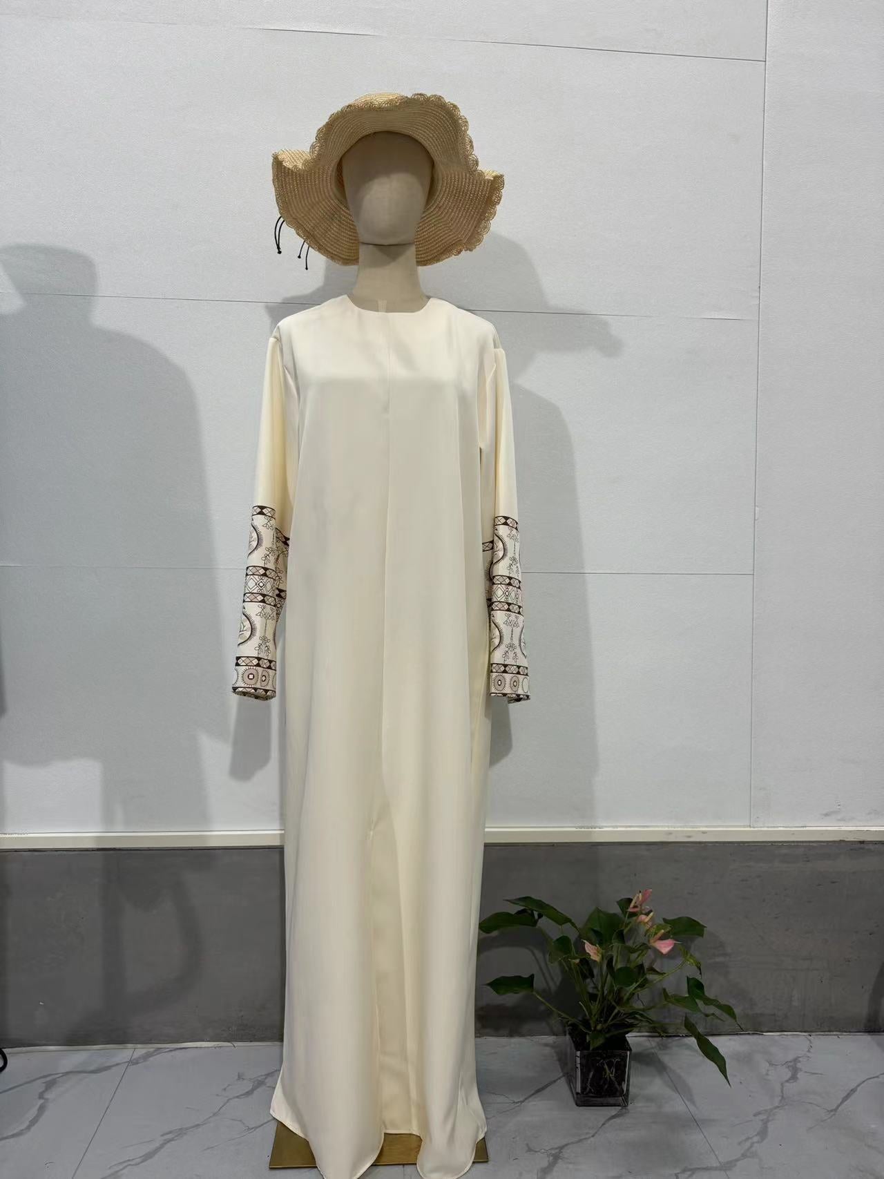 Women's Print Bohemian Style Puff Sleeve Loose Retro Long Dresses