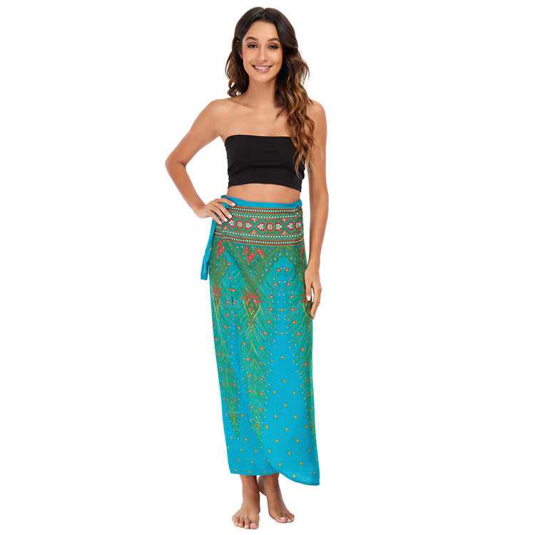 Sarong Vacation Style Flower Beach Towel Skirts